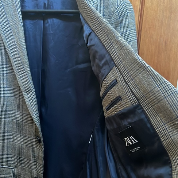 New Zara Mens Blazer Jacket Glen Plaid Double Back Vents Size 38 NWOT - Picture 13 of 15